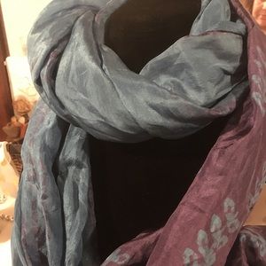 Silk Scarf- Blue Ombré and Deep Purple